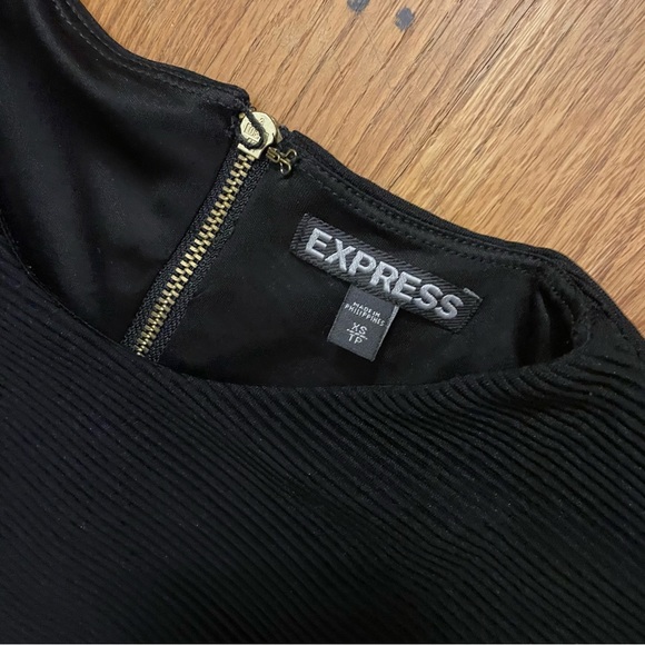 Express Ribbed Black Cut Out Dress short Sleeve XS - Picture 3 of 4
